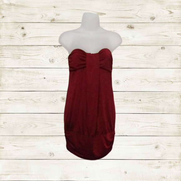K scion Party prom mini dress size Small strapless color burgundy - Picture 8 of 13